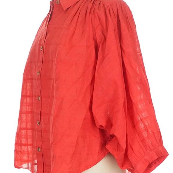 Mother Don't Lose Your Shirt Blouse Size XS 3/4 Sleeve Button Down Cotton Logo - Picture 5 of 10